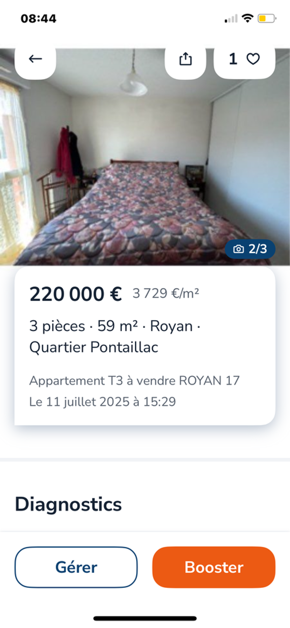 Vente Appartement Cette appartement offre 58m2 séjour spacieux 1 pièce vie 24m Royan