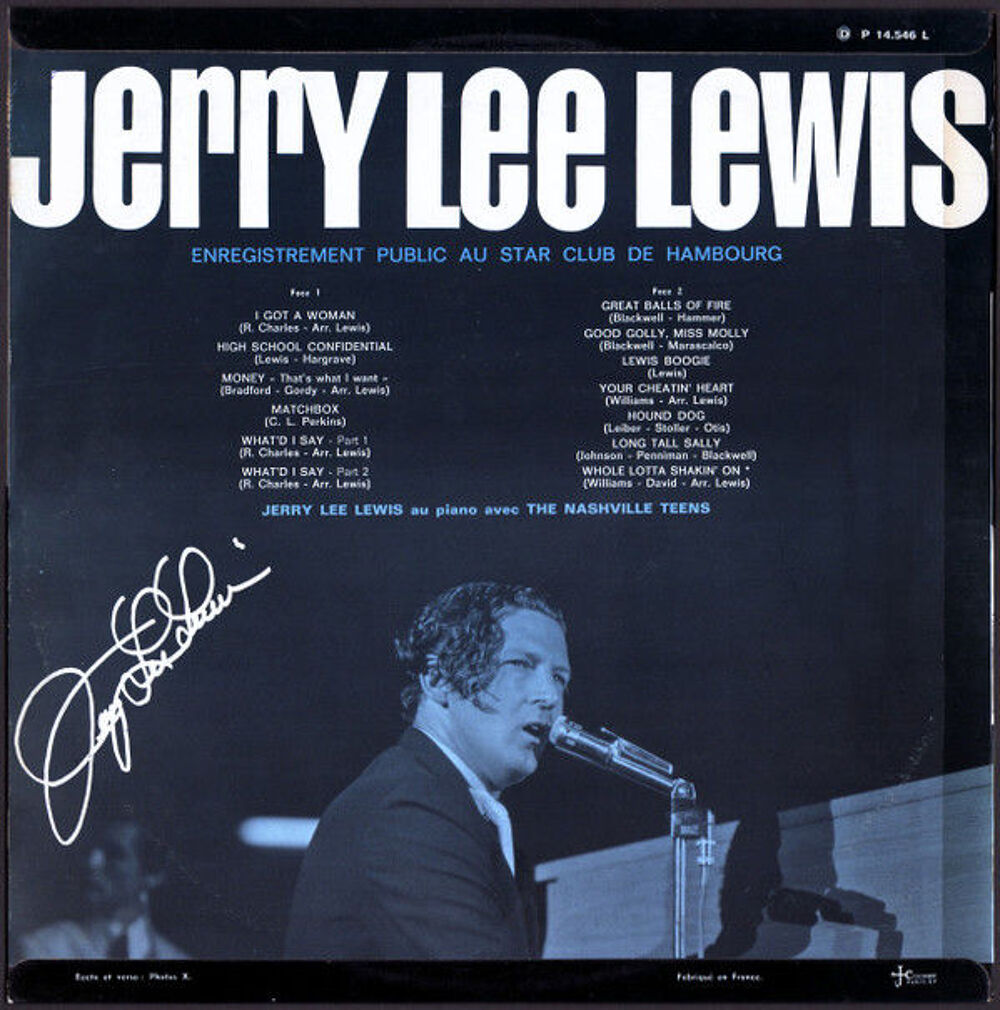 Jerry Lee Lewis Enregistrement Publicau Star-Club d'Hambourg CD et vinyles