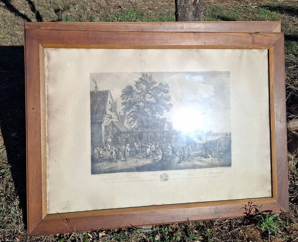 Gravures anciennes, f&ecirc;te flamande, lot de 3 Décoration