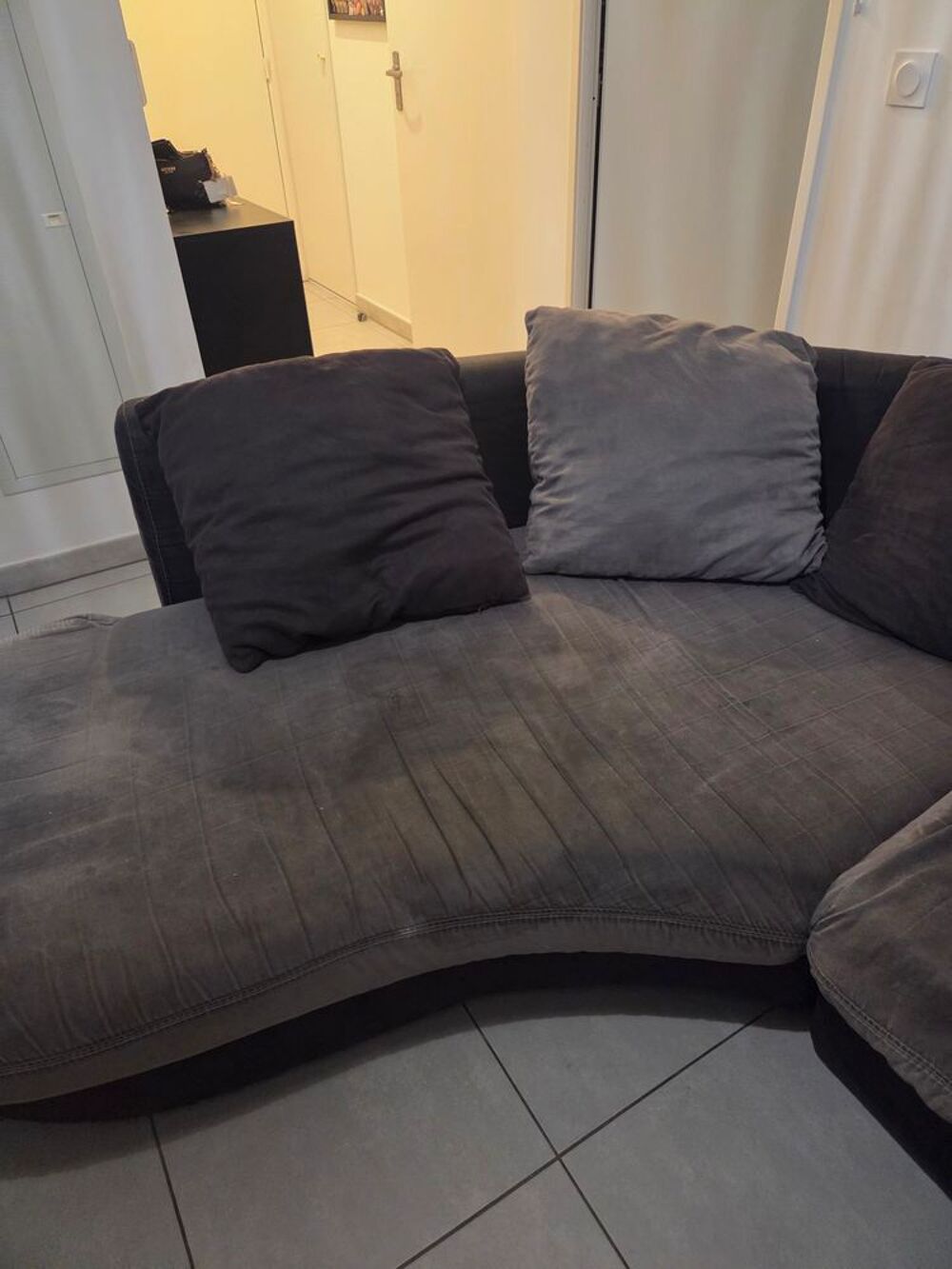 Canap&eacute; d'angle Noir et gris Meubles