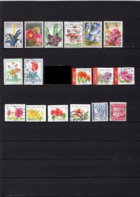lot de 17 timbres de la BELGIQUE sur la FLORE et les FRUITS 1 Les �glisottes-et-Chalaures (33)