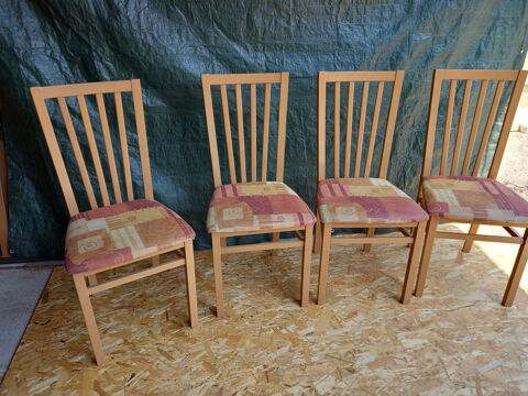 4 chaises bois, assise tissu 80 Léogeats (33)