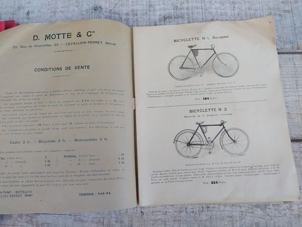 Catalogue Cycles Motte &amp; Cie ca1910 V&eacute;lo, Bicyclette 