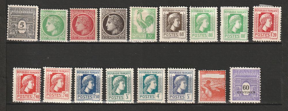 Timbres Neufs*avec CHARNIERE qqs adh&eacute;rences sur la gomme 