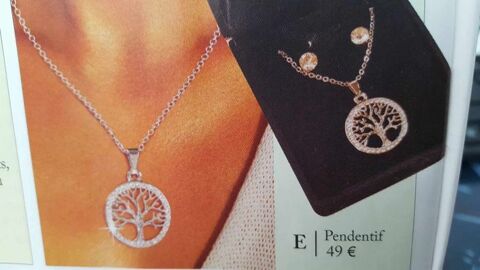 Vieux collier or rose et arbre de vie clous oreilles N�1378 10 Beaune (21)