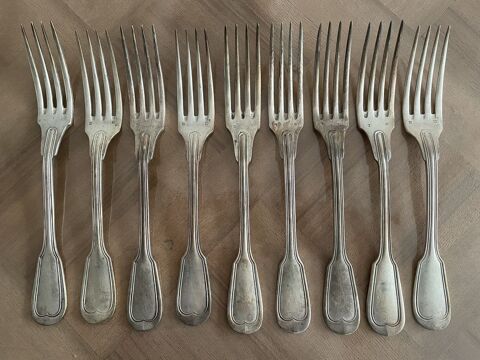 9 fourchettes de table en mtal argent collection Chinon Al 24 Claira (66)