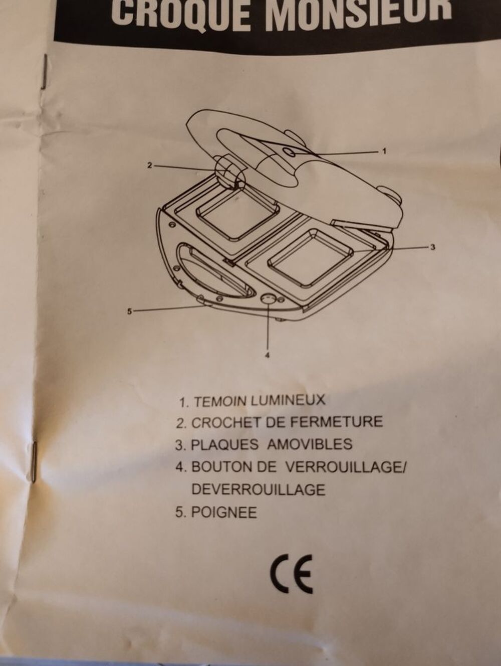 appareil cuisson croque monsieur Electroménager