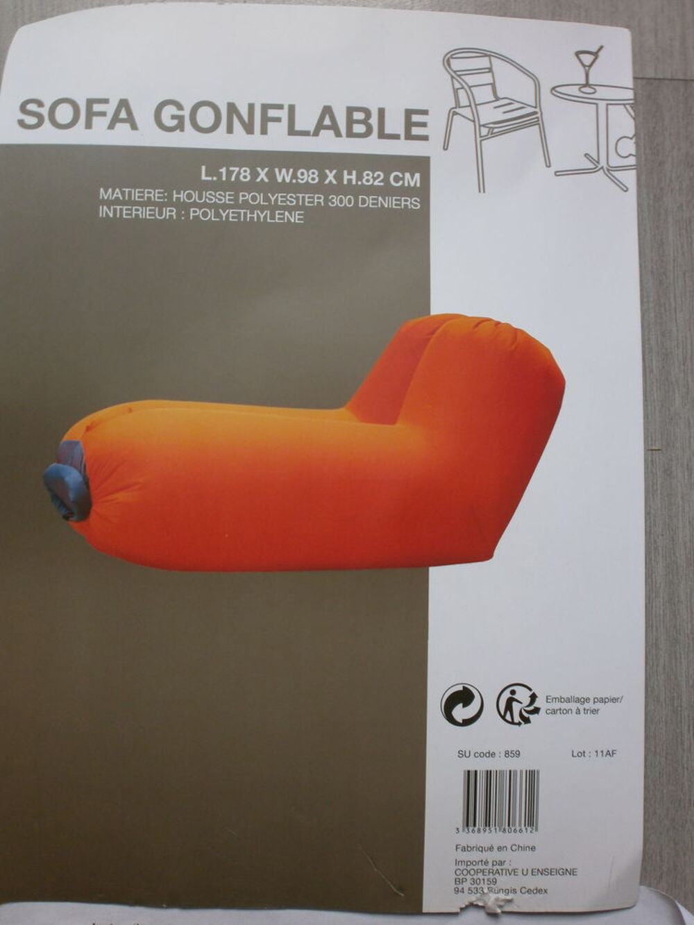 sofa gonflable neuf prix 15€ Jardin