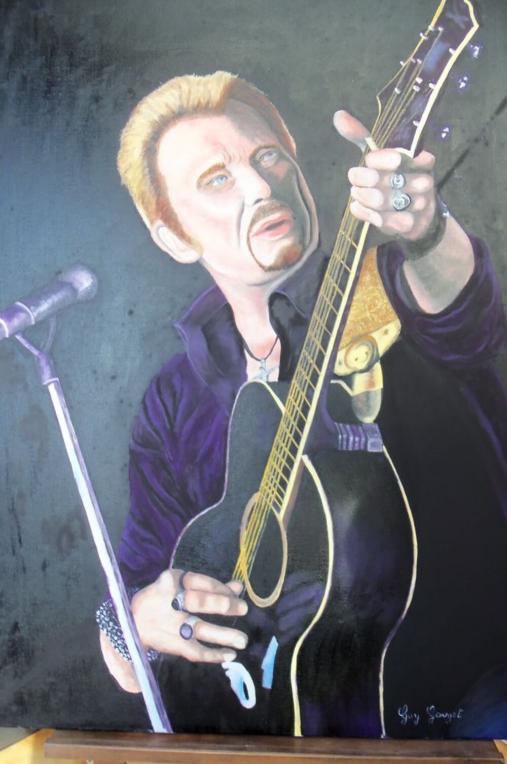 peinture &agrave; l'huile Johnny Halliday Décoration