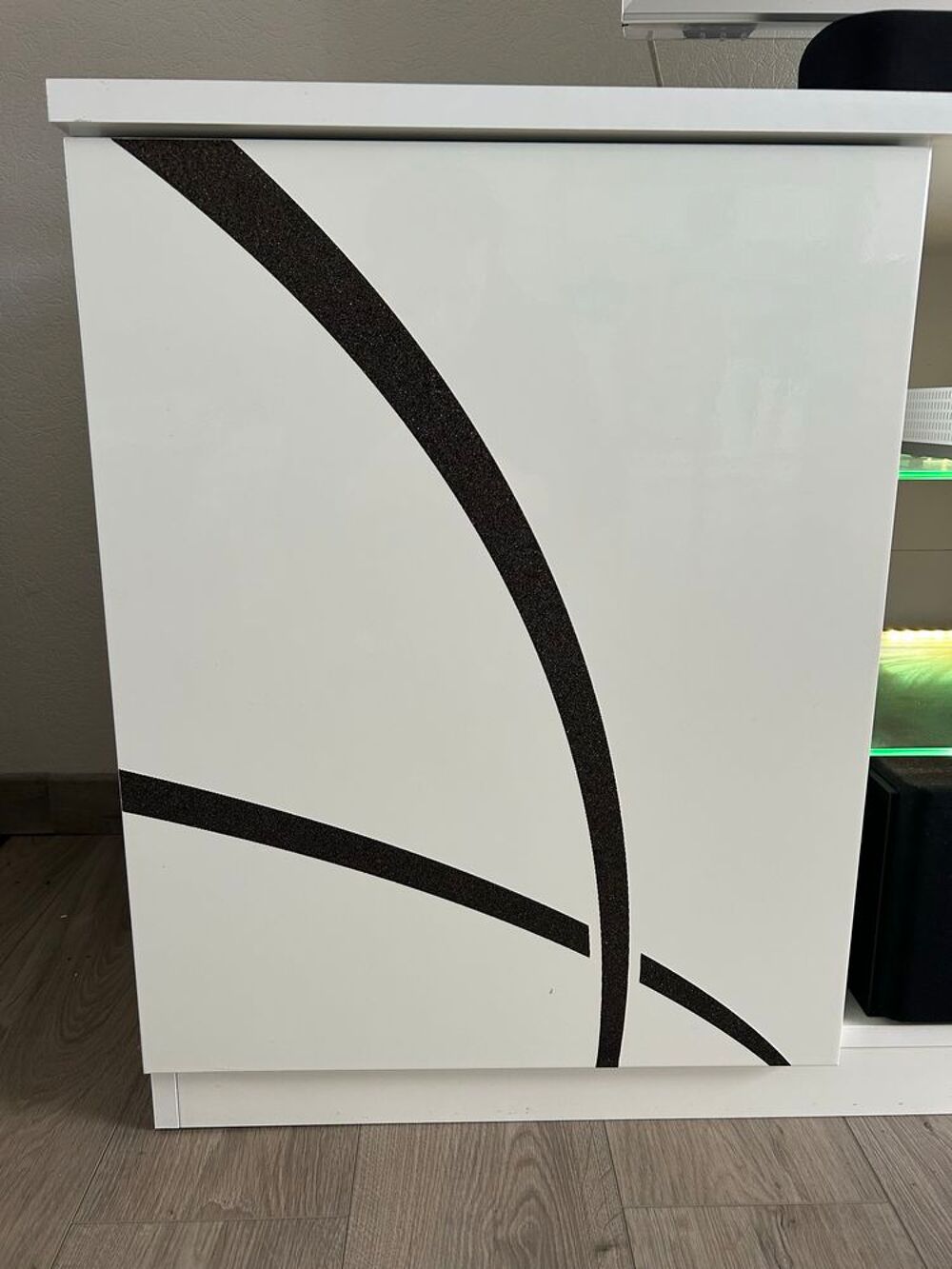 Meuble TV 2 portes Blanc avec &eacute;clairage LEDS Meubles