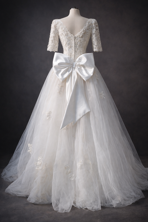 Robe de mari�e avec tra�ne, voile, gants et coussin alliance 350 Fontainebleau (77)