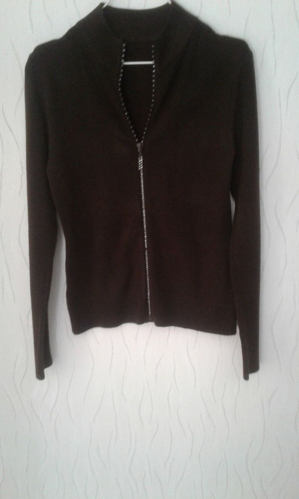 gilet marron zip d&eacute;coratif Vêtements