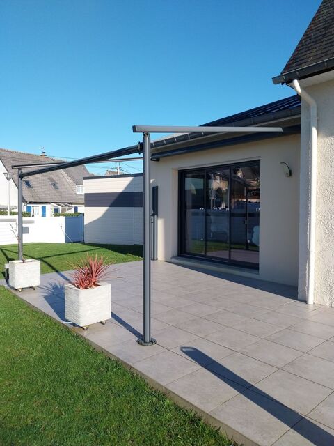 Pergola Marquise toile motorisation Somfy plusbrise vent  1200 Dinan (22)