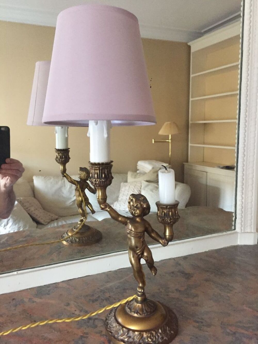 Lampe d&eacute;corative pied en bronze Décoration