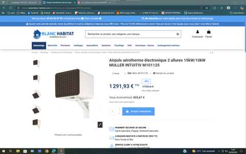 Airpuls arotherme lectronique 2 allures 12kW/8kW MULLER IN Chlette-sur-Loing (45)