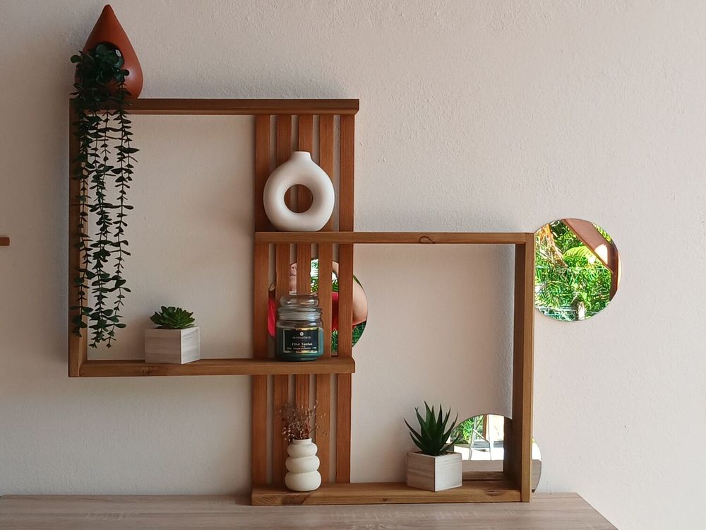 &Eacute;tag&egrave;re mural d&eacute;corative en bois fait main Décoration