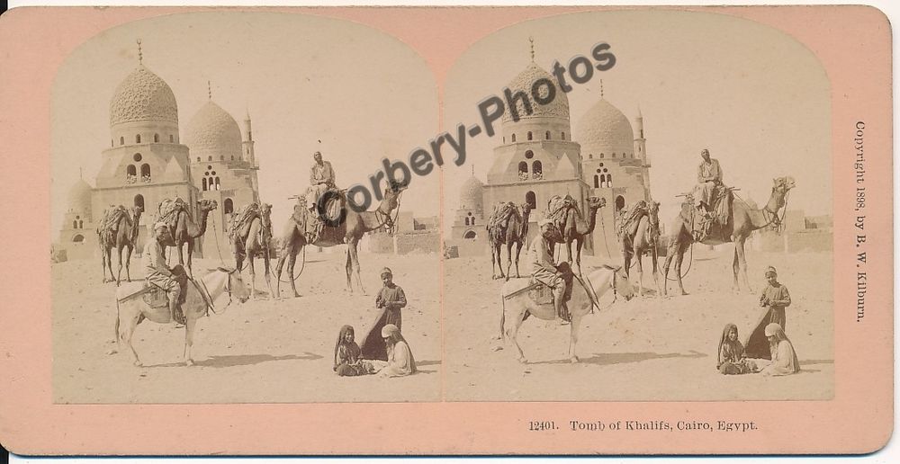 &Eacute;GYPTE LE CAIRE Tomb of Khalifs Photographie St&eacute;r&eacute;o ca1880 