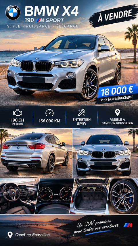 BMW X4 xDrive20d 190ch M Sport A 2017 occasion Perpignan 66000