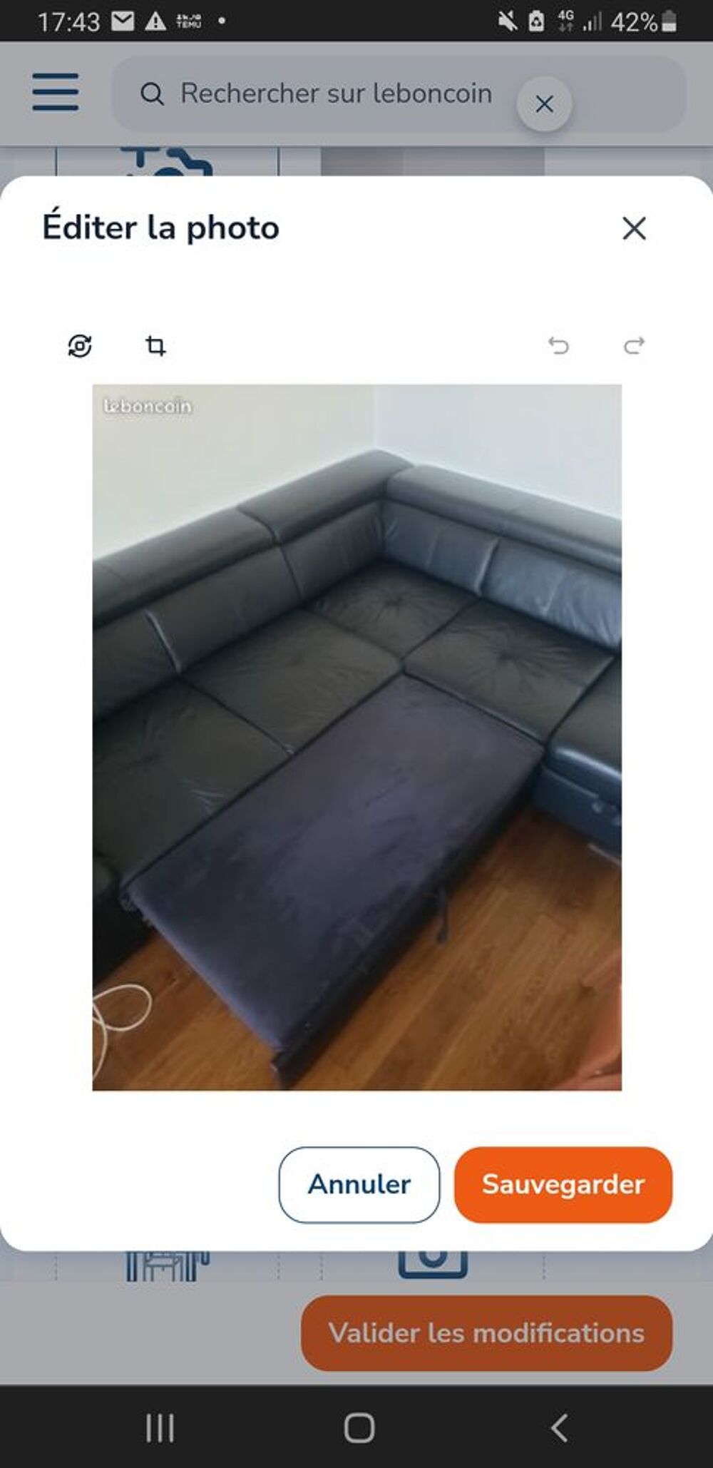 Canap&eacute; d'angle convertible cuir noir 5 &agrave; 6 place Meubles