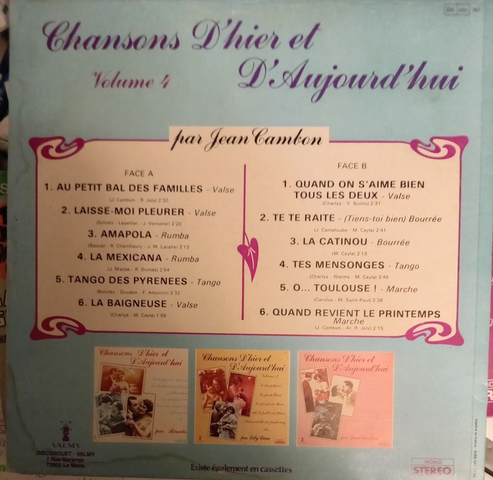 CHANSSONS HIER ET AUJOUR DHUI / 2 X DISQUES VYNIL33 TOURS / CD et vinyles