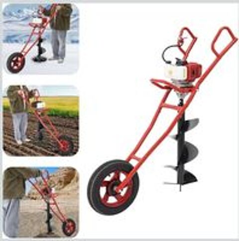   NOUVEAU:Tarière à essence 52 CC 2 temps.Chariot manuel 