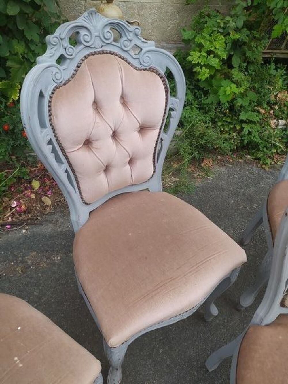 Lot de 5 Chaises Bois Velours Style Baroque 
Meubles