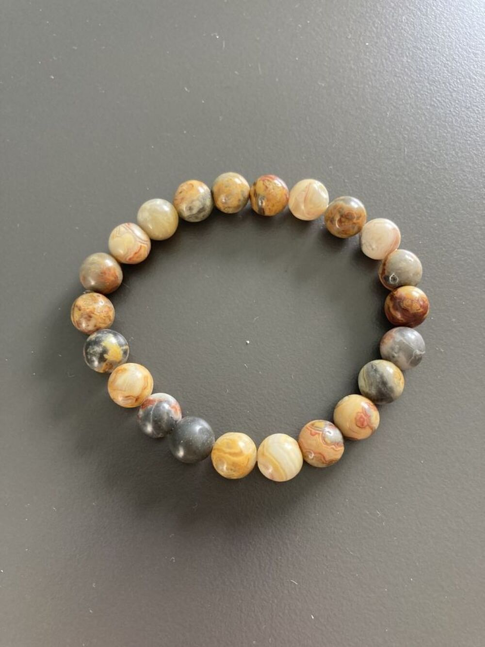 Bracelet en pierres v&eacute;ritable 20 cm Agate Crazy Lace perles Bijoux et montres