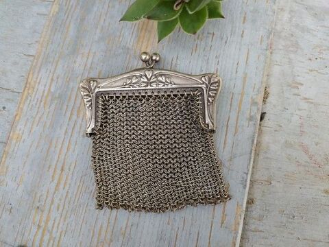 Ancien Porte Monnaie Maille Métal Argent Art Nouveau 35 Loches (37)