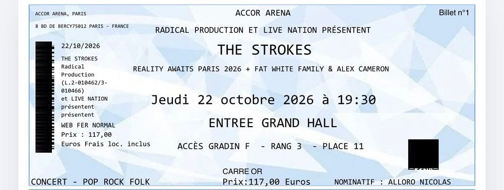 concert The strokes Paris Billetterie