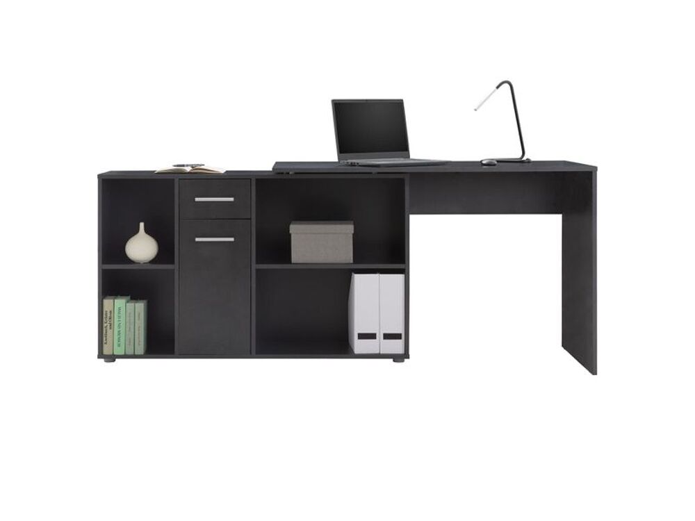 Bureau d'angle noir avec rangements Meubles
