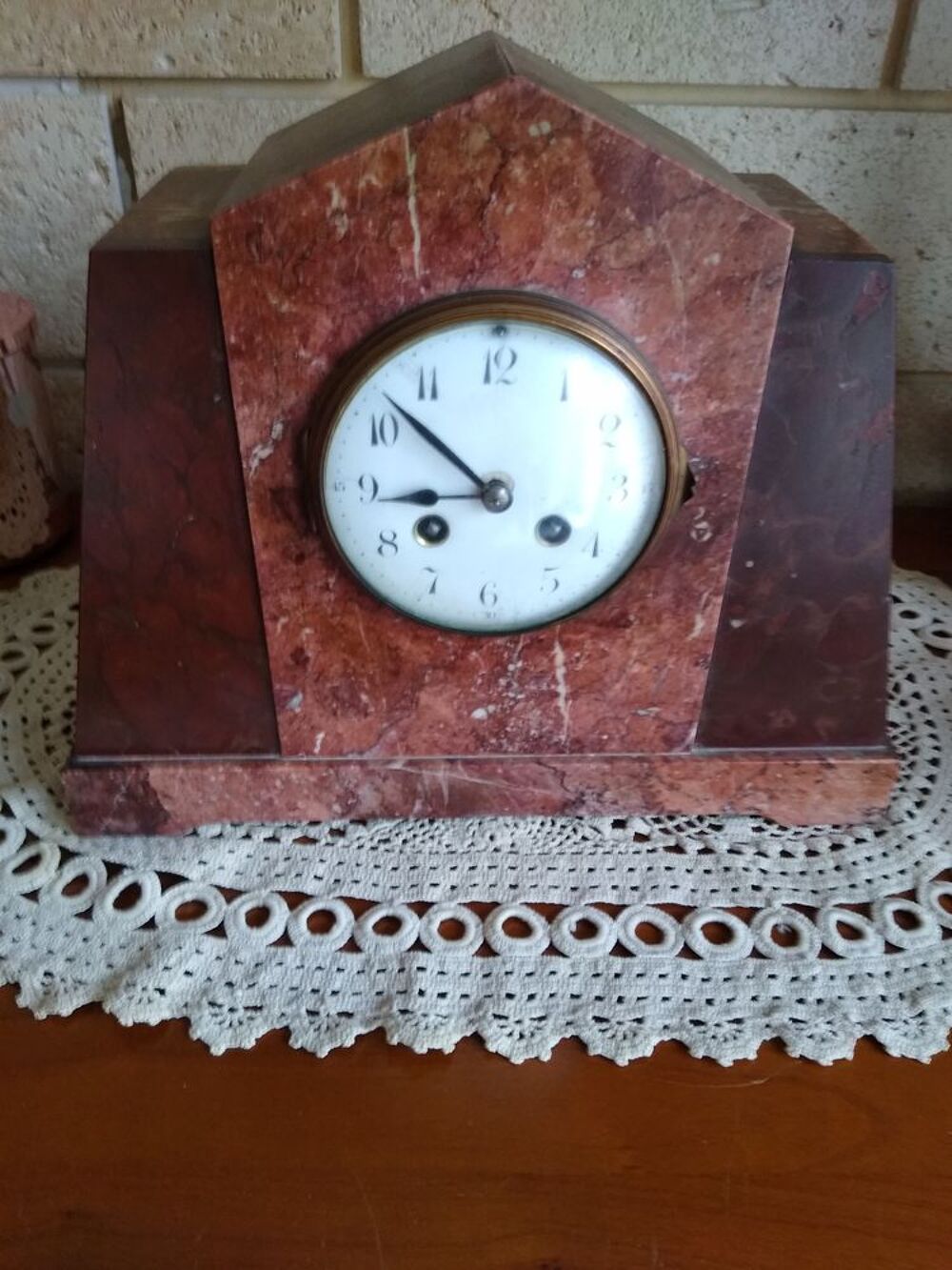 Ancienne Pendule En Marbre Rose Décoration