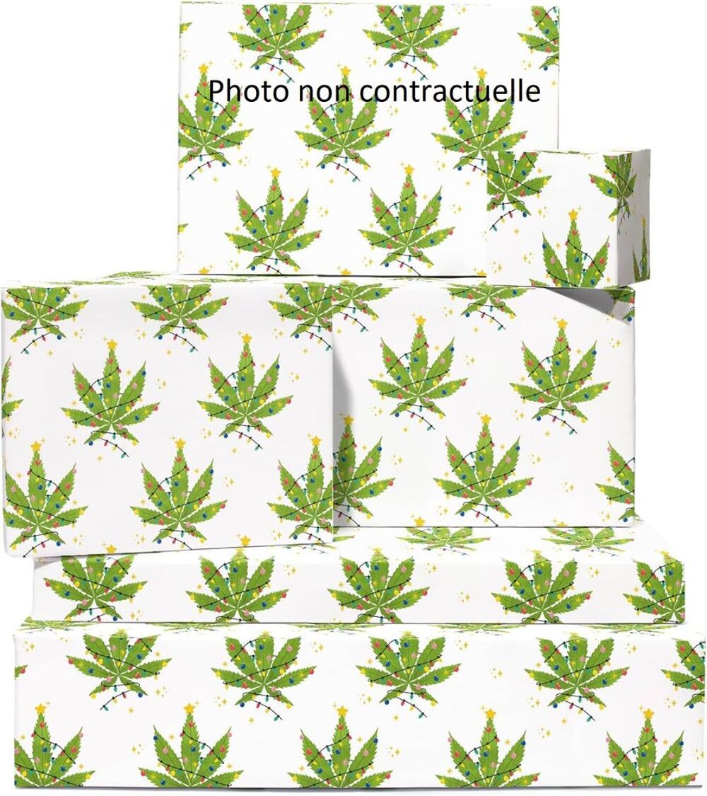 6 feuilles de Papier cadeau Vert clair/fonc&eacute; motif feuille Décoration