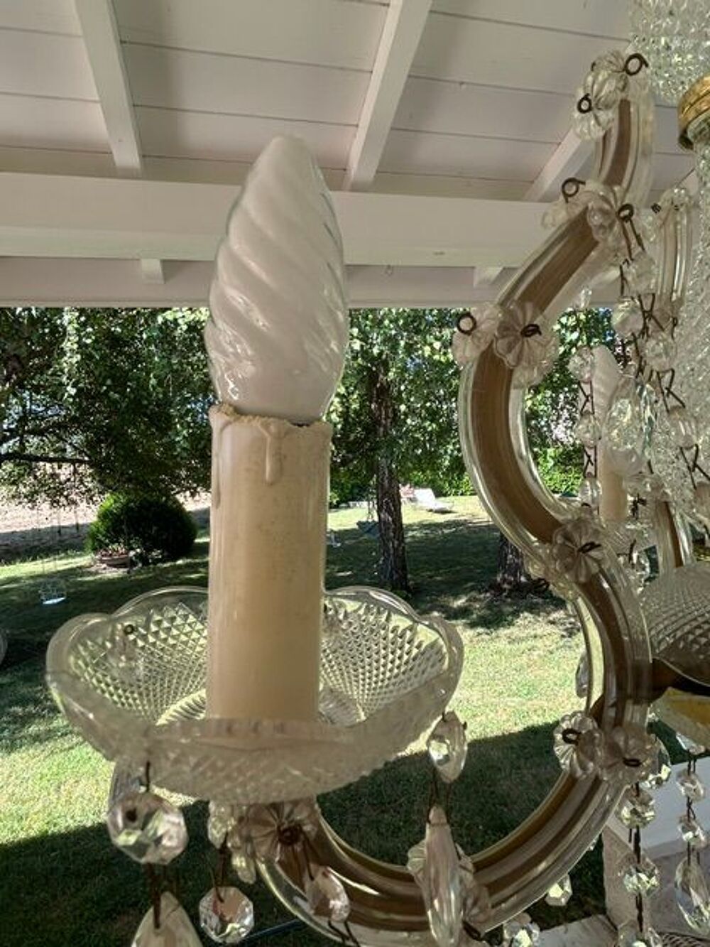 Luminaire &agrave; pampilles, 3 bras, vintage Décoration