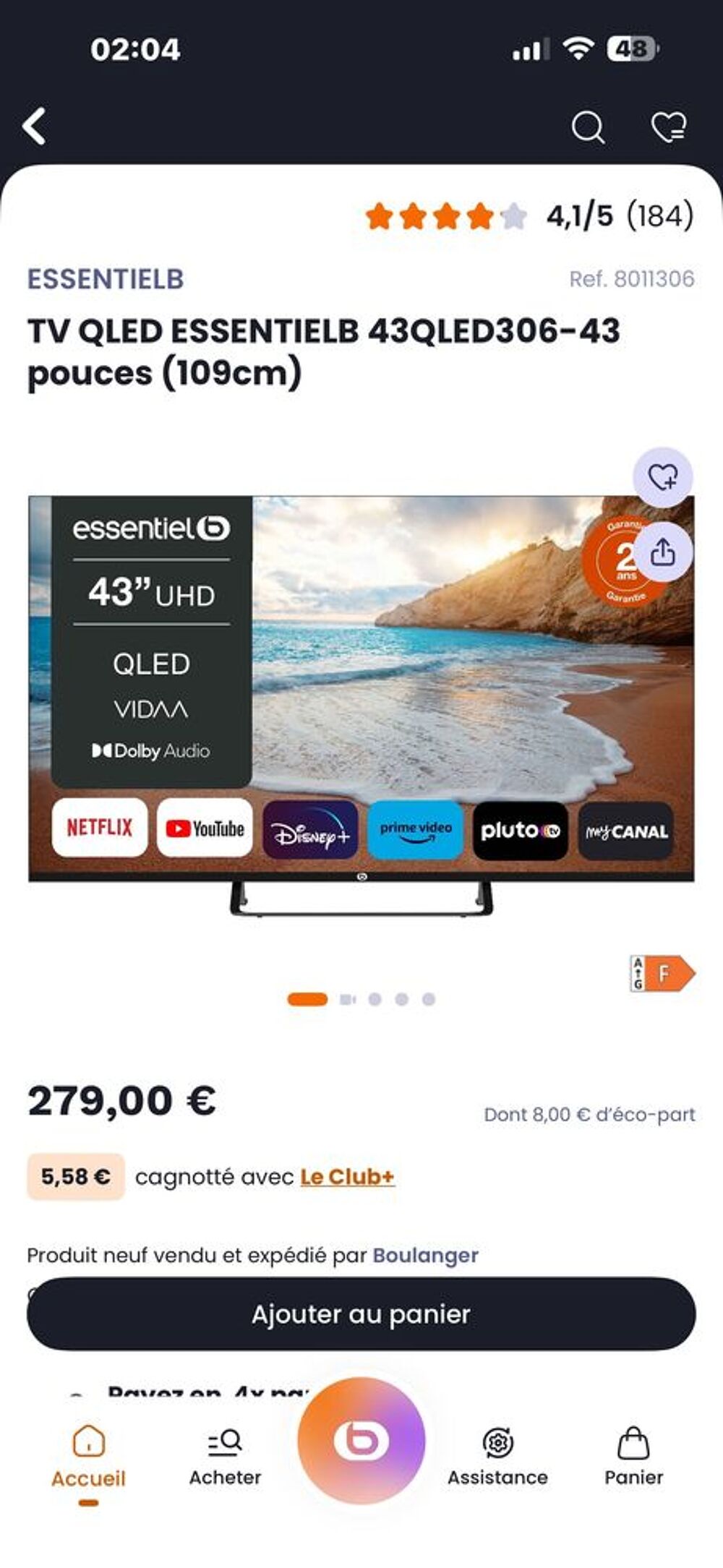 &agrave; vendre t&eacute;l&eacute;vision neuve dans son emballage jamais utilis&eacute;e Photos/Video/TV