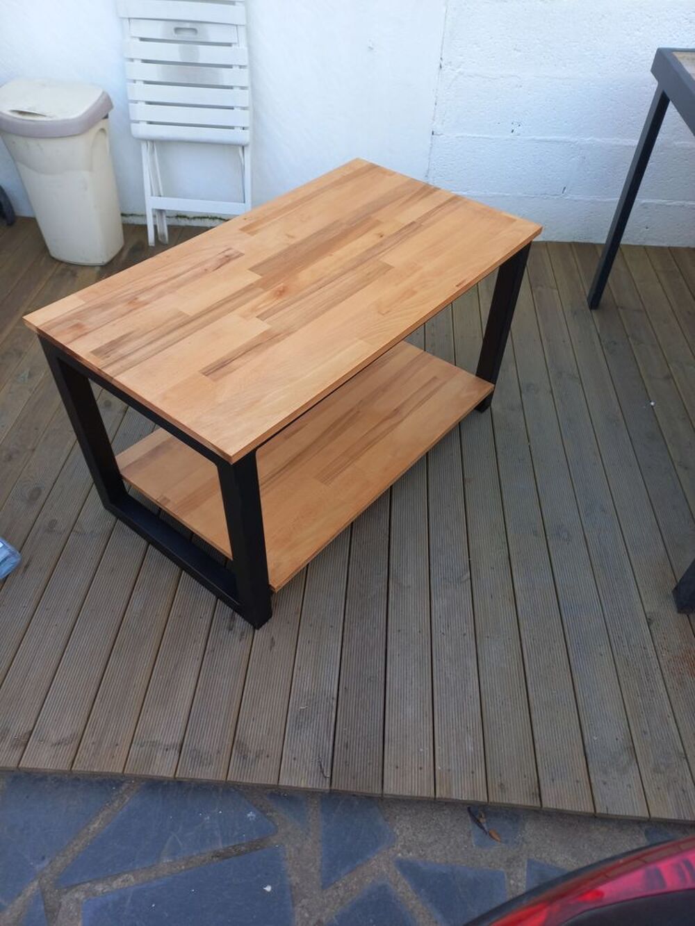 table basse fait mains en fer et bois Meubles