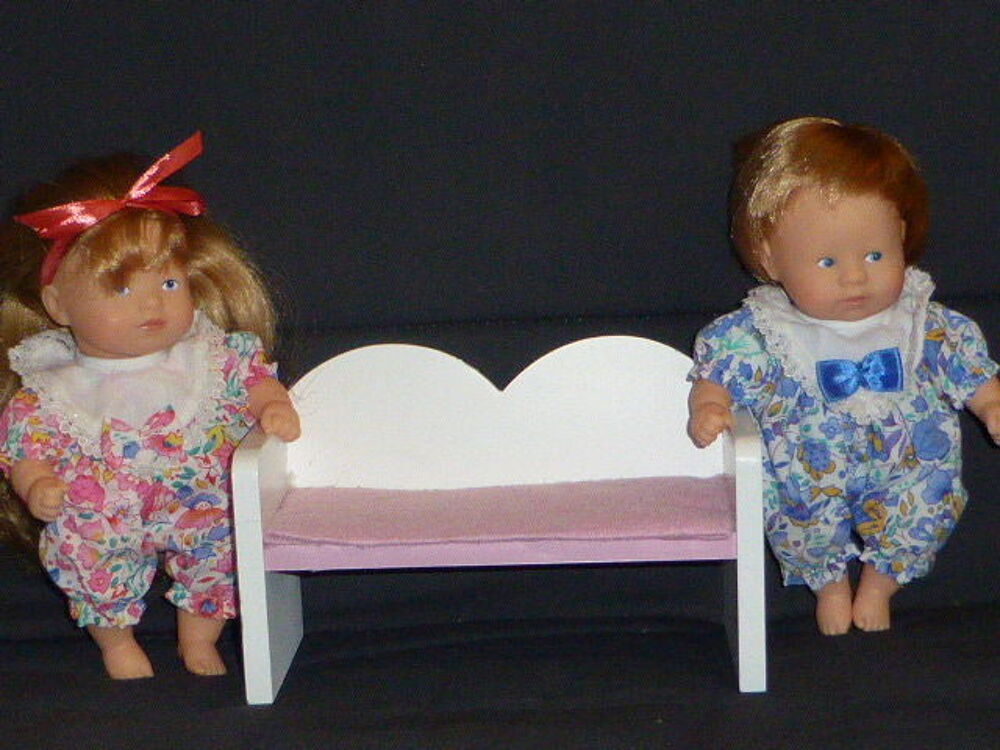 Lot Corolle Mini calin blond fr&egrave;re et soeur banc Jeux / jouets