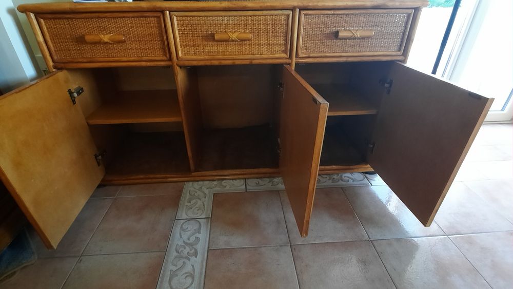 MEUBLE BAS 3 PORTE - ROTIN et BAMBOU Meubles