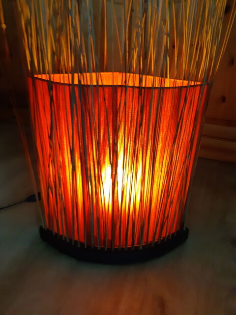 Lampe décorative tissu orange et bois Alfortville (94)