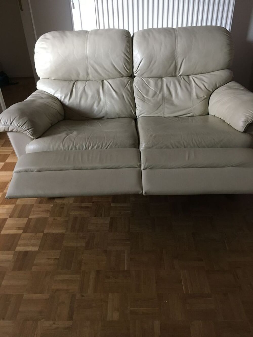 Canap&eacute; RELAX cuir bla cass&eacute; banquette 160 cm et si&egrave;ge 90 cm Meubles