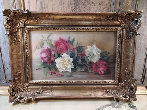 OLGA DE TESSELSKY Tableau Nature Morte Fleurs Roses Russian  1 Loches (37)