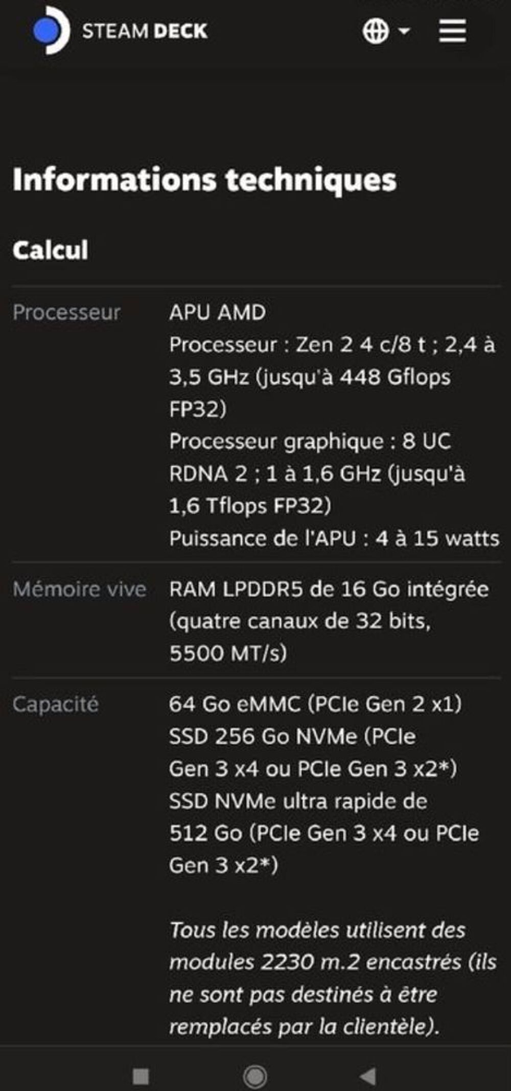 Console de jeux STEAM DECK 512 Go Jeux / jouets