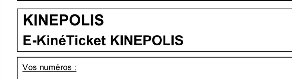 4 places Kinepolis Billetterie