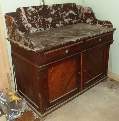 Coiffeuse annes 30 bois et marbre rouge de Caunes-Minervois 250 Saint-Rabier (24)