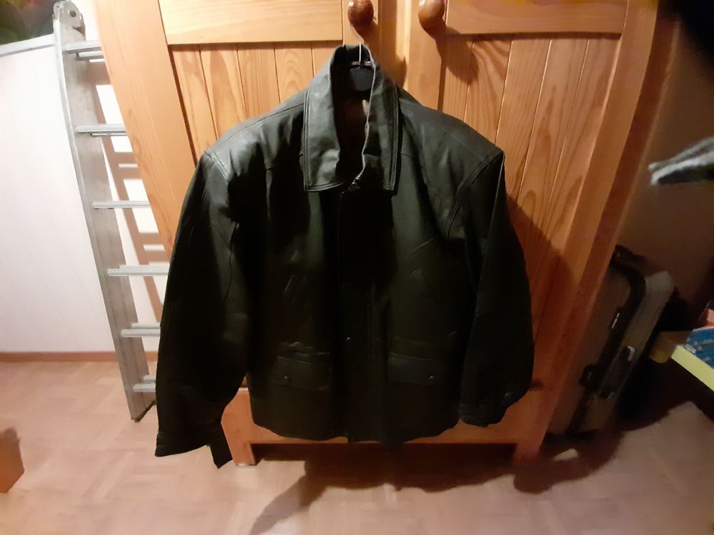 blouson cuir noir taille XL Vtements