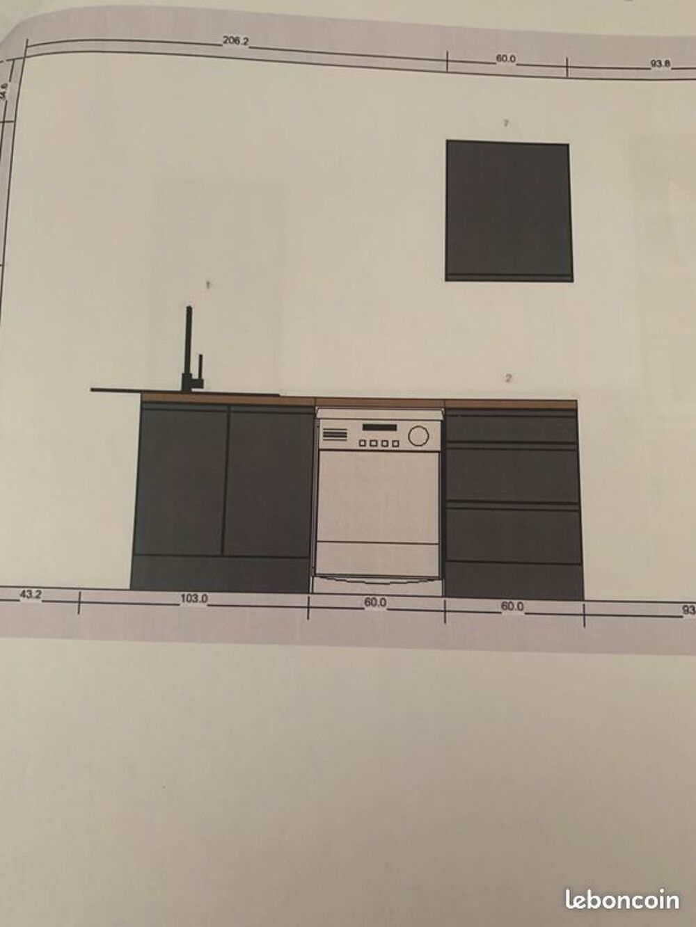 cuisine neuve fa&ccedil;ade grise plan de travail ch&ecirc;ne clair Meubles