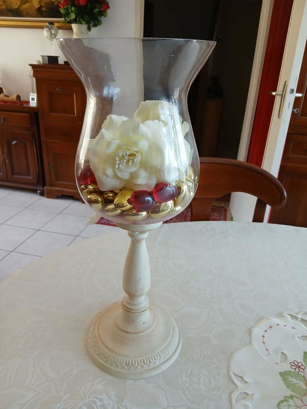  Grand vase photophore ancien forme tulipe verre N&deg; 1451 Décoration