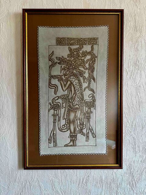Gravure Maya sur peau encadr�e et sous verre 50 V�lizy-Villacoublay (78)