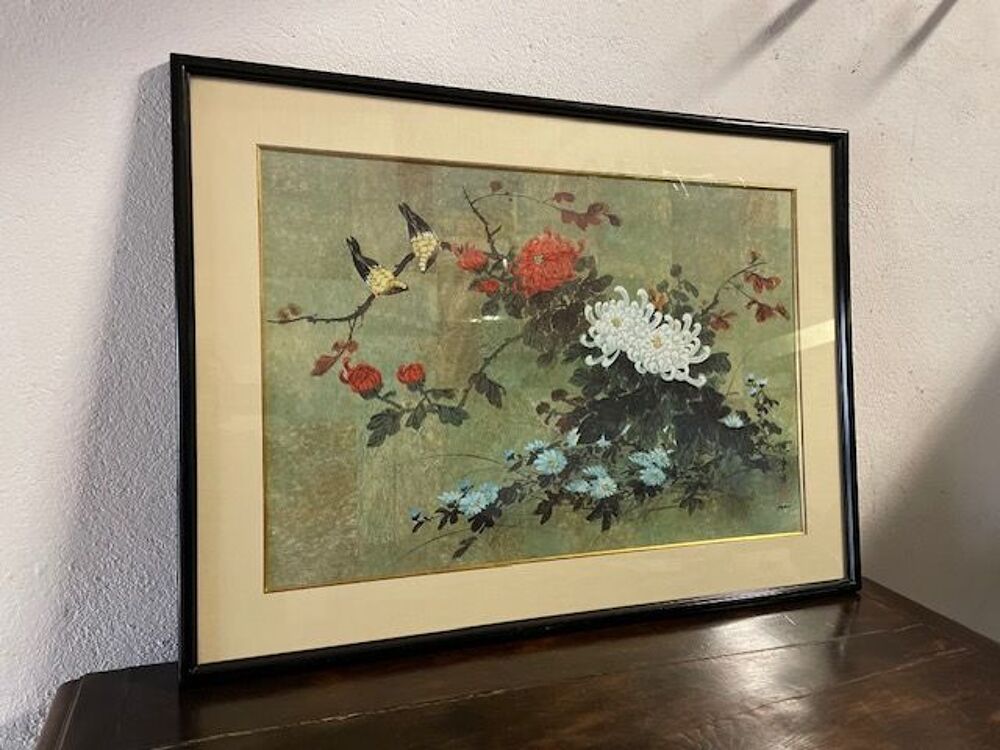 Tableau fleurs et oiseaux Décoration