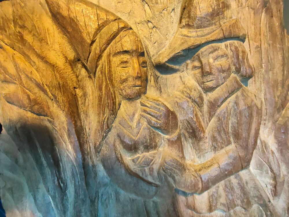 Sculture du moyen age sur bois de chene Décoration