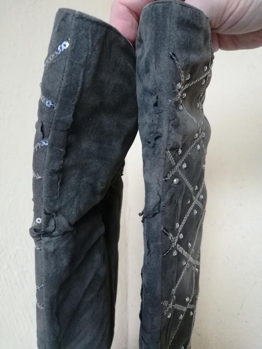Bottes Gris Anthracite sequins brillants talons 13 cm pt 39 Chaussures